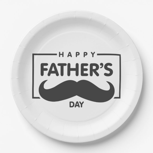 Happy Father's Day Mustache | Paper Plate (Front)