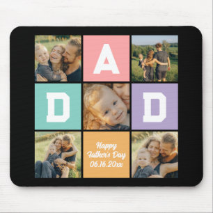 Happy Father's Day New Dad Family Photo Collage Mouse Pad