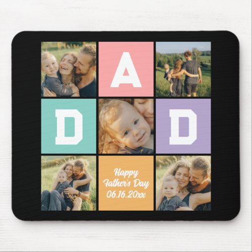 Happy Fathers Day New Dad Family Photo Collage  Mouse Pad