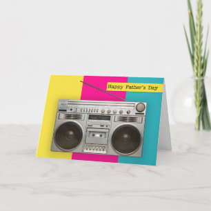 Happy Fathers Day Old School Boombox Humor Holiday Card