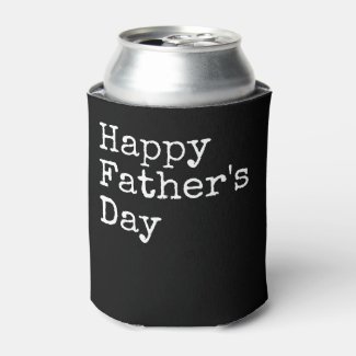 Happy Father's Day on black background Can Cooler