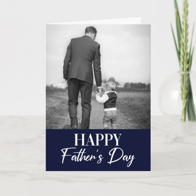 Happy Father's Day One Photo Modern Father's Day C Card (Front)
