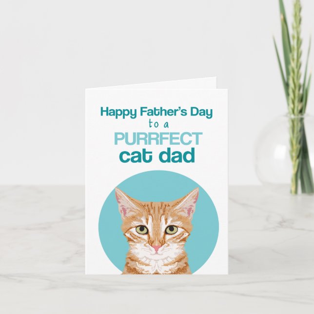 Happy Father's Day orange tabby cat Card (Front)