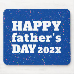 Happy Father&#39;s Day Paint Splatter Azure Blue White Mouse Pad