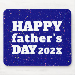 Happy Father&#39;s Day Paint Splatter Blue White Mouse Pad