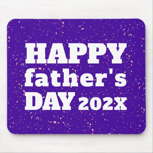 Happy Fathers Day Paint Splatter Purple and White Mouse Pad