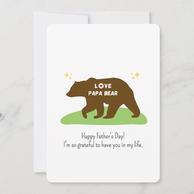 Happy Father's Day Papa Bear Thank You Card (Front)