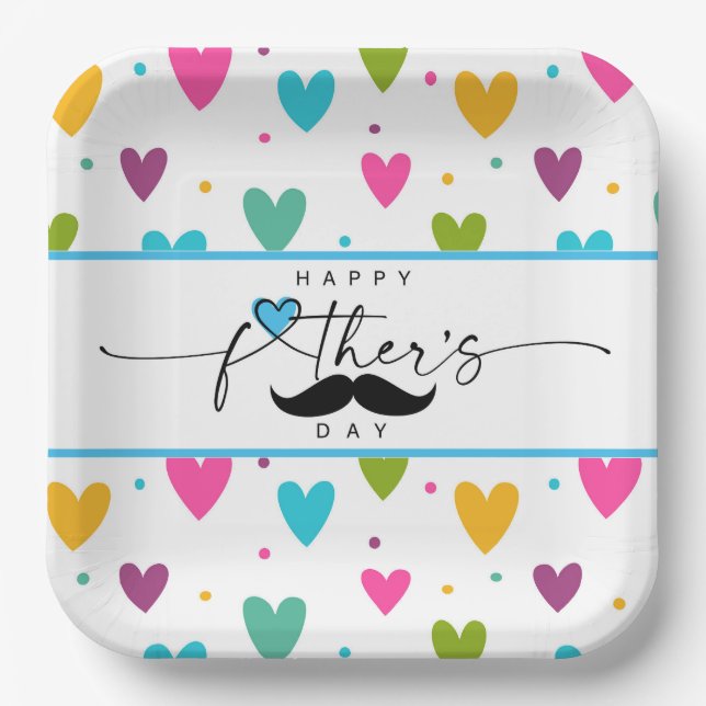 Happy Fathers Day Paper Plates (Front)