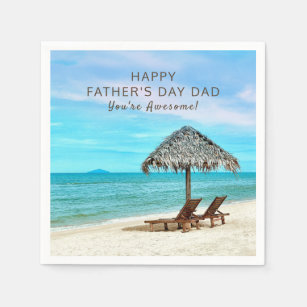 Happy Father's Day Party Custom Text Beach Paper Napkins