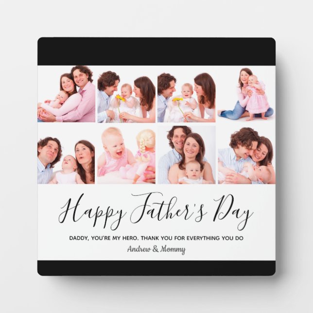 Happy Father's Day , Personalized 8 Photo Collage  Plaque (Front)