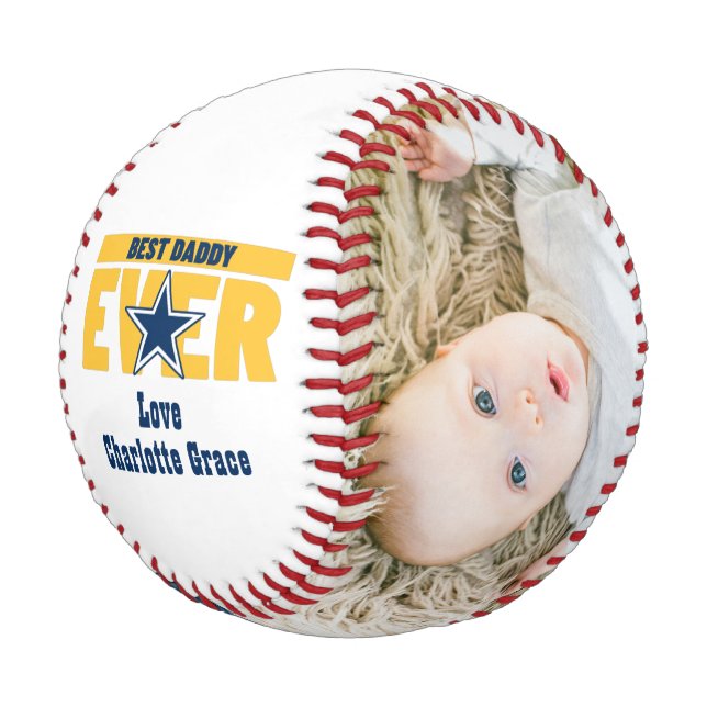 Happy Fathers Day Personalized Best Daddy Ever Baseball (Angled)