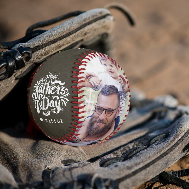 Happy Father's Day | Personalized Family Photos Baseball (Creator Uploaded)