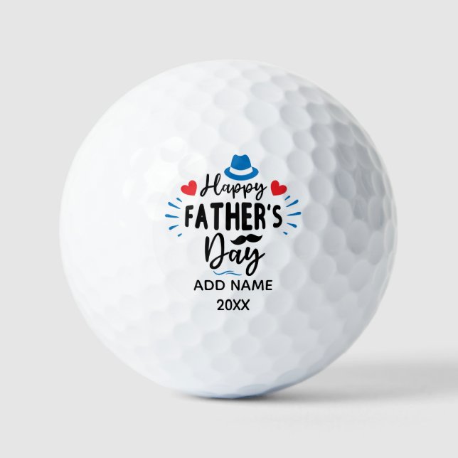 Happy Father's Day Personalized Name and Year Golf Balls (Front)