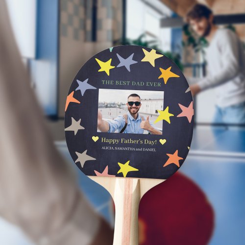 Happy Fathers Day personalized photo text Ping Pong Paddle