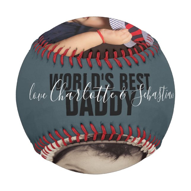 Happy Fathers Day Personalized Worlds Best Daddy Baseball (Back)