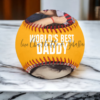 Happy Fathers Day Personalized Worlds Best Daddy Softball by Ricaso_Occasions at Zazzle