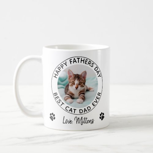 Happy Fathers Day Pet Photo Best Cat Dad Coffee Mug