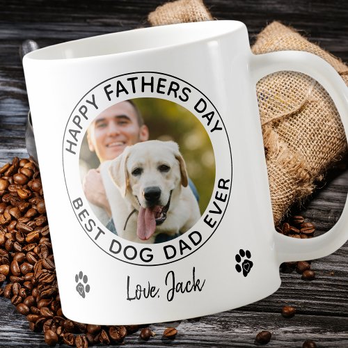 Happy Fathers Day Pet Photo Best Dog Dad Ever Coffee Mug