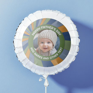 Happy Father's Day - Photo and Greens Blues Balloon