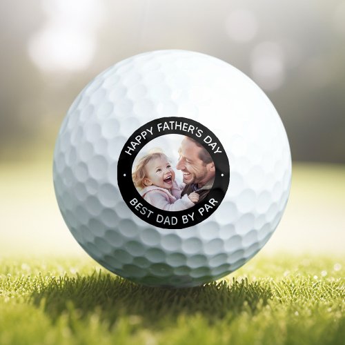 Happy Fathers Day photo black border Golf Balls