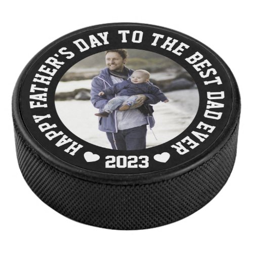 Happy fathers Day Photo Black Hockey Puck
