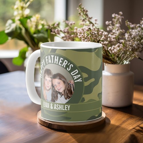 Happy Fathers Day _ Photo Camouflage Green Coffee Mug