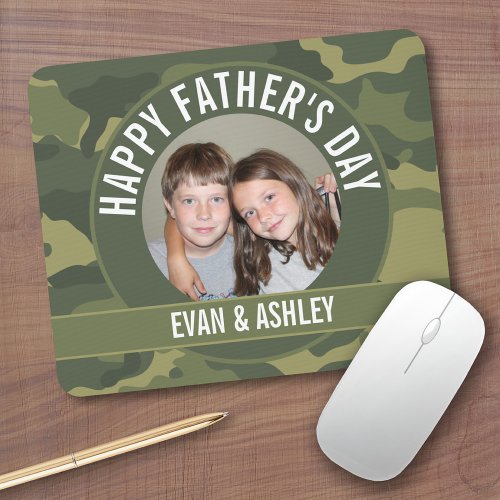 Happy Fathers Day _ Photo Camouflage Green Mouse Pad