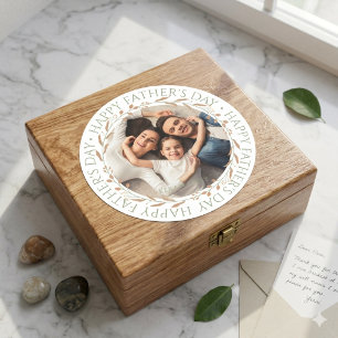 Happy Father's Day Photo Card Customizable Dad G Classic Round Sticker
