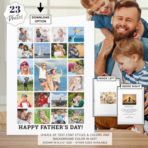 Happy Fathers Day Photo Collage BIG Personalized Card
