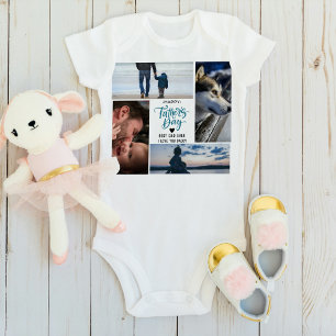 Happy Father's Day Photo Collage Custom Names Baby Bodysuit