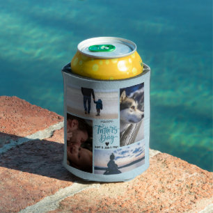 Happy Father's Day Photo Collage Custom Names Can Cooler