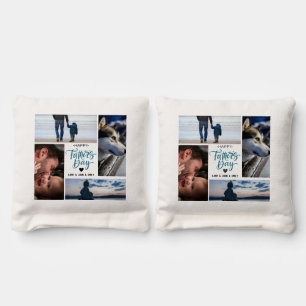 Happy Father's Day Photo Collage Custom Names Cornhole Bags