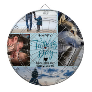 Happy Father's Day Photo Collage Custom Names Dart Board