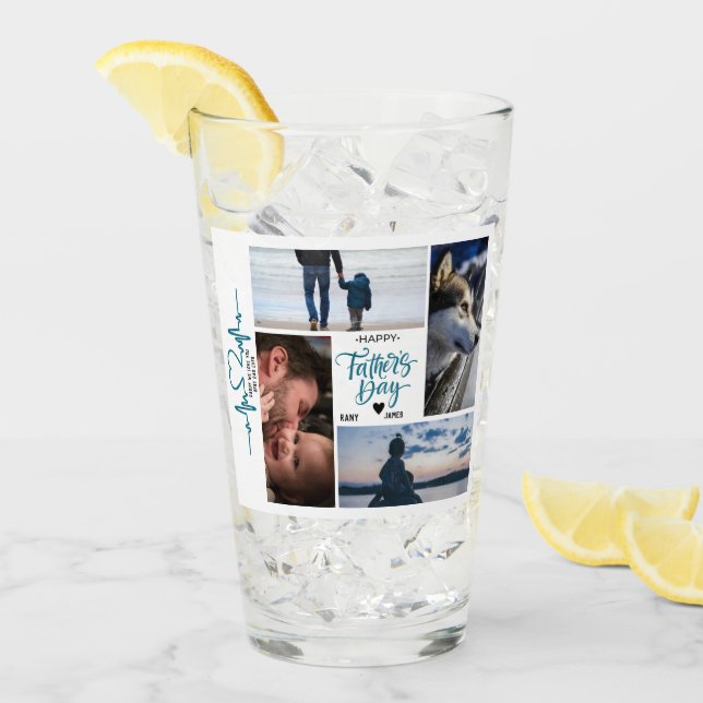 Happy Father's Day Photo Collage Custom Names  Glass (Front Ice)