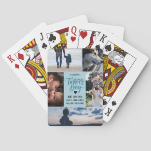 Happy Father's Day Photo Collage Custom Names Poker Cards
