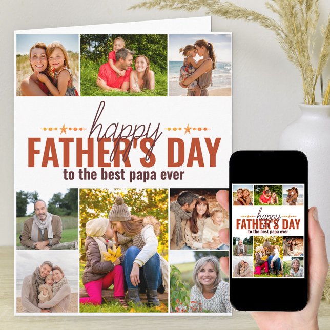 Happy Fathers Day Photo Collage Personalized Card (Creator Uploaded)