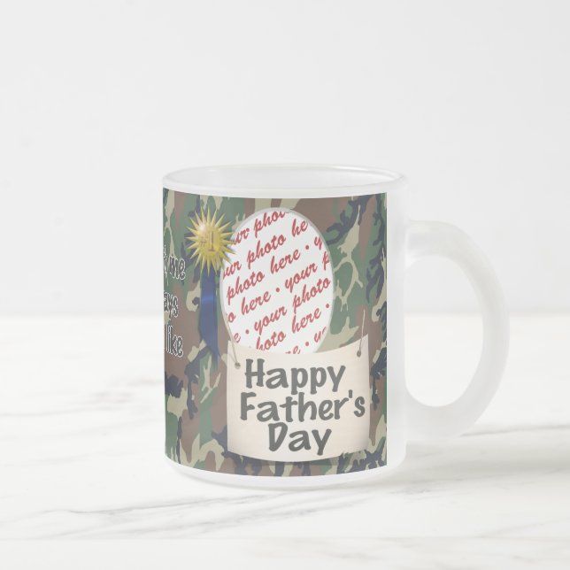 Happy Father's Day Photo Frame Frosted Glass Coffee Mug (Right)