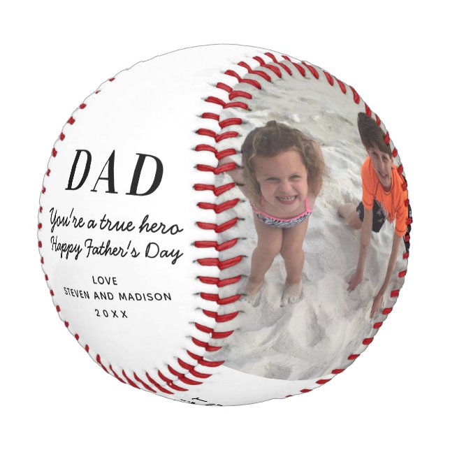 Happy Fathers Day Photo Keepsake Personalized Baseball (Angled)