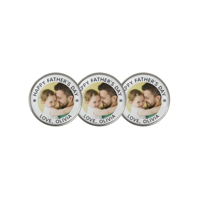 HAPPY FATHERS DAY Photo Personalized Golf Ball Marker (3 Up)