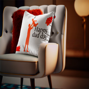 Happy Father's Day Pillow   Dad and Child Silhouet