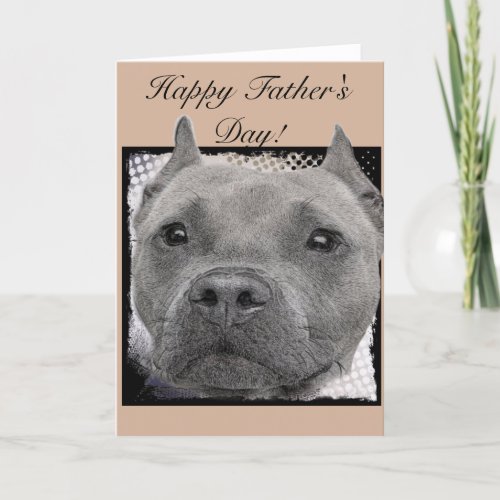 Happy Fathers Day Pitbull dog greeting card