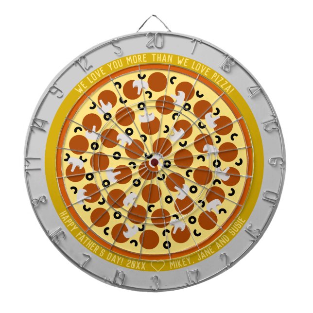 Happy Father's Day Pizza w/ Toppings & Message Dart Board (Front)