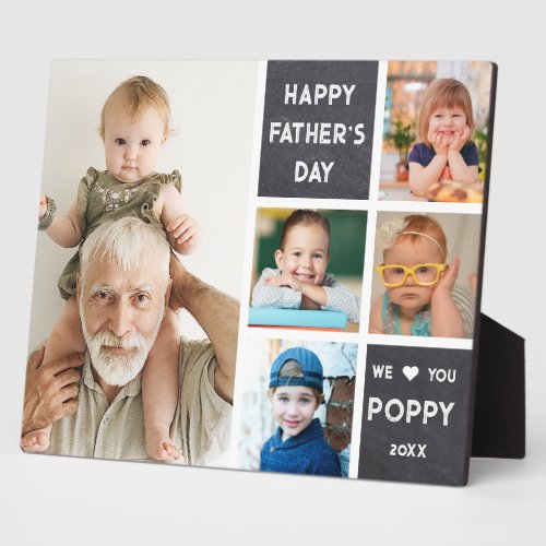 Happy Fathers Day Poppy 5 Photo Chalkboard Plaque