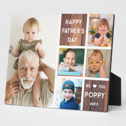 Happy Father&#39;s Day Poppy 5 Photo Collage Wood  Plaque