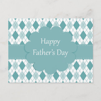 Happy father's day postcard, Green and white plaid Postcard