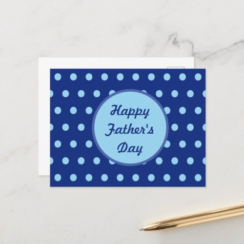 Happy Fathers Day Postcard Navy  Soft Blue