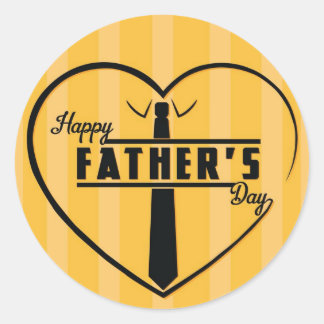 Happy Father's Day Premium Strips Classic Round Sticker
