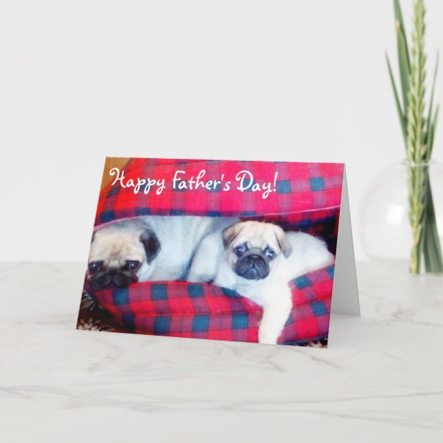 Happy Father's Day pugs greeting card (Front)