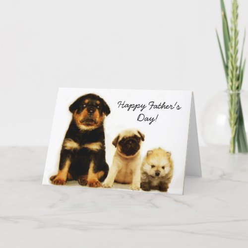 Happy Fathers Day puppies greeting card