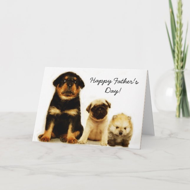 Happy Father's Day puppies greeting card (Front)